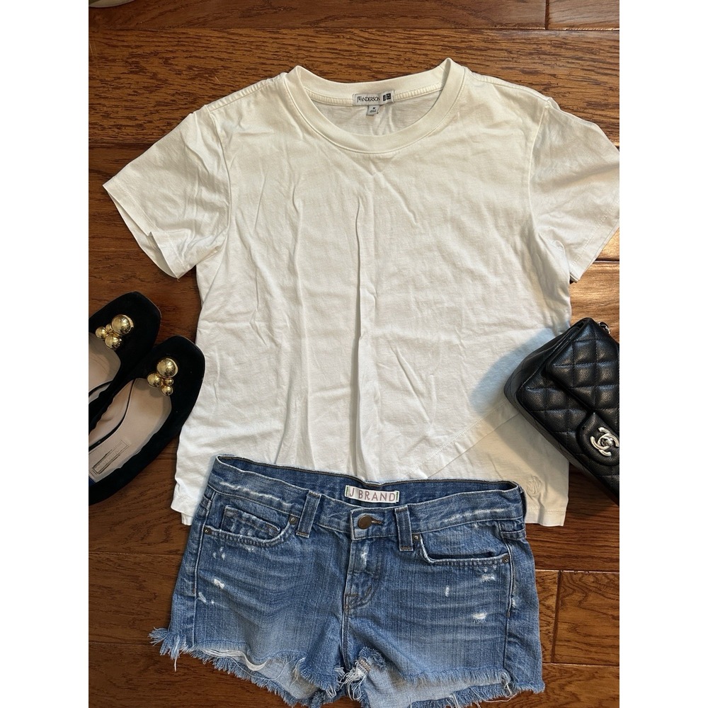 Uniqlo JW Anderson Asymmetric Hem T Shirt Off White M Logo 410280 Tee